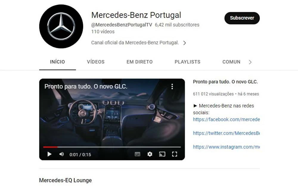 Visitar página de youtube da Mercedes Benz Oceanic Lounge